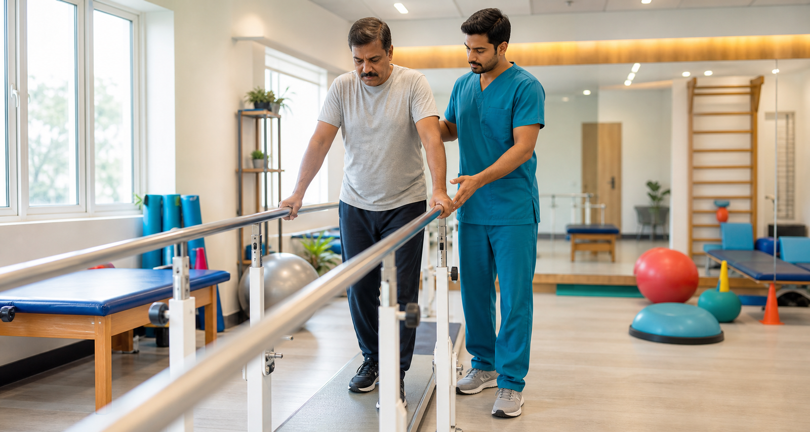 Stroke rehabilitation assisted walking session